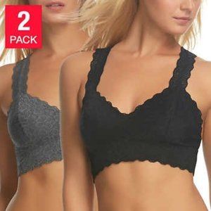 Felina Lace Bralettes 2 pack Black/Grey Size XL